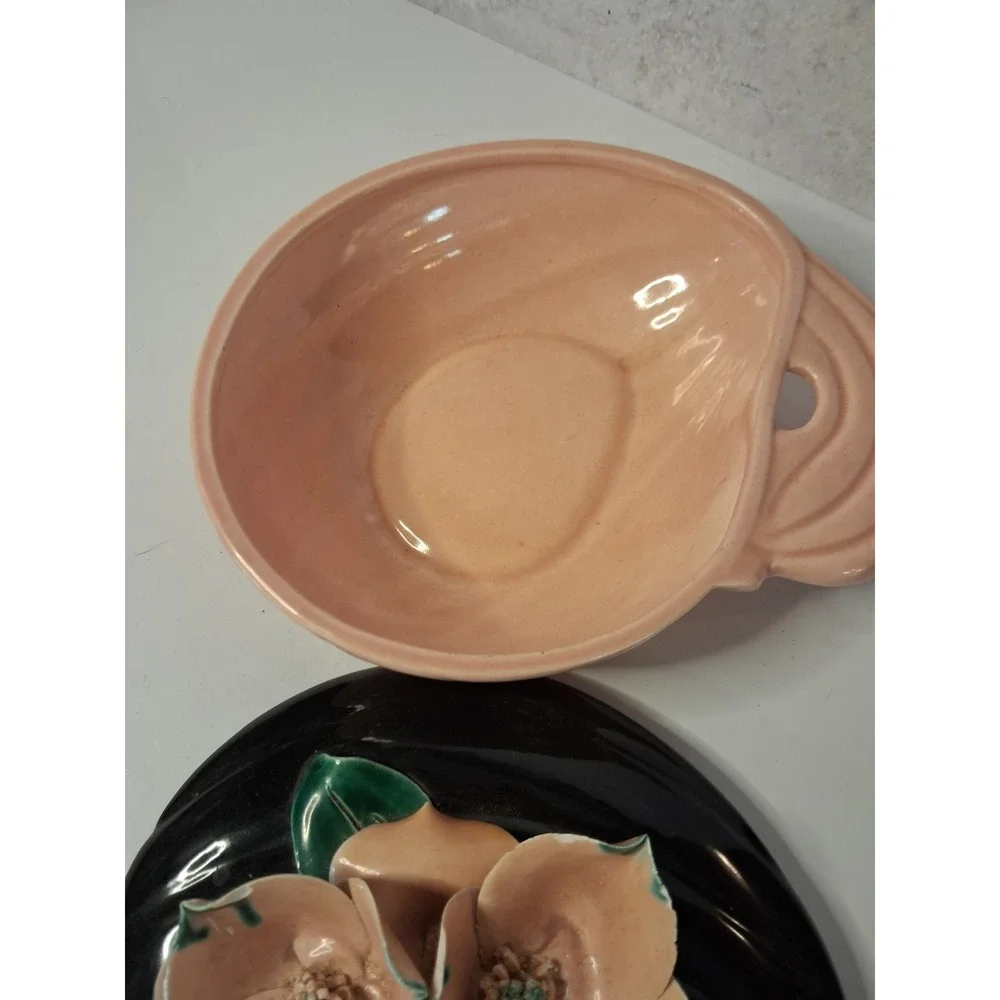 Vintage Mid-Century California Pottery Magnolia Ceramic Trinket Box 4